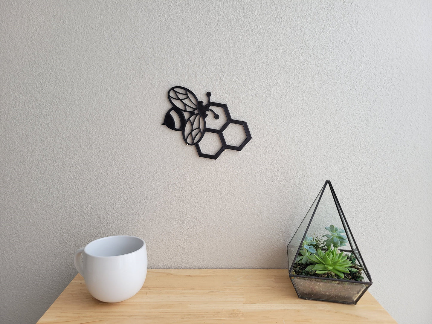 Bee and Three Honeycomb Wall Art