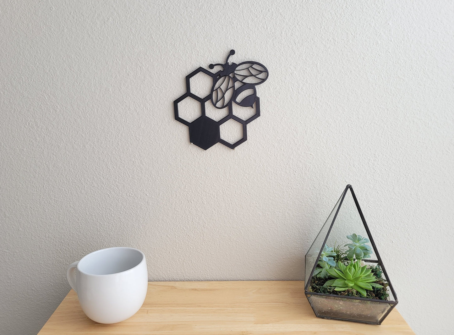Bee and Six Honeycomb Bee Wall Art