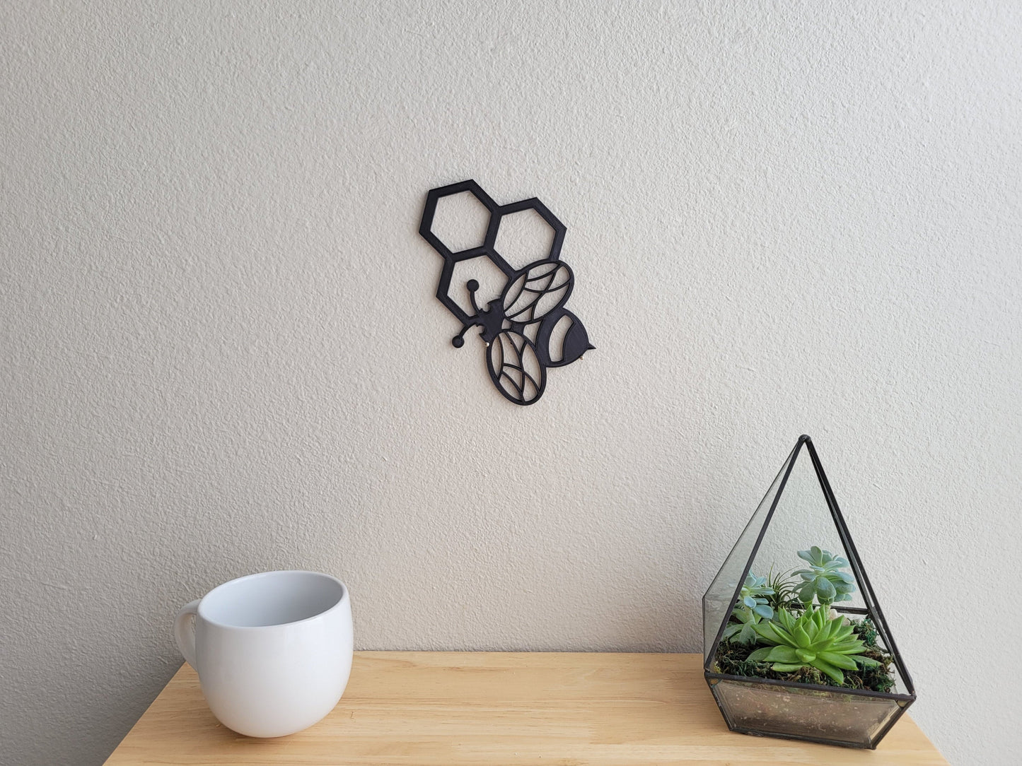 Bee and Three Honeycomb Wall Art