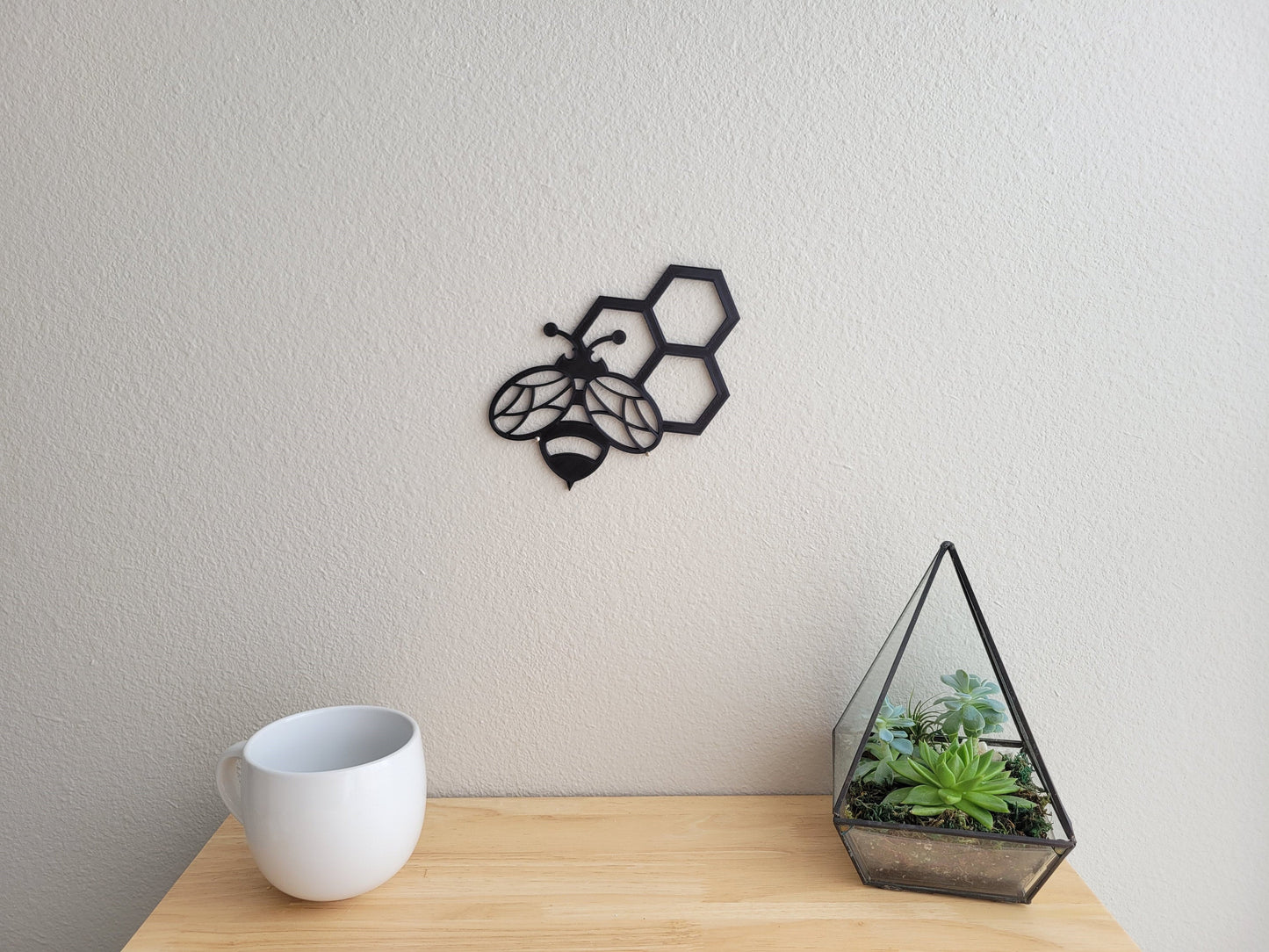 Bee and Three Honeycomb Wall Art